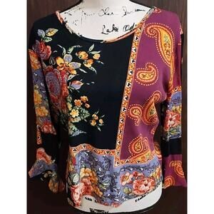 Vintage Mixed Media Y2K 90’s Beaded Sheer Sleeve Peasant Boho Whimsy Sz Small